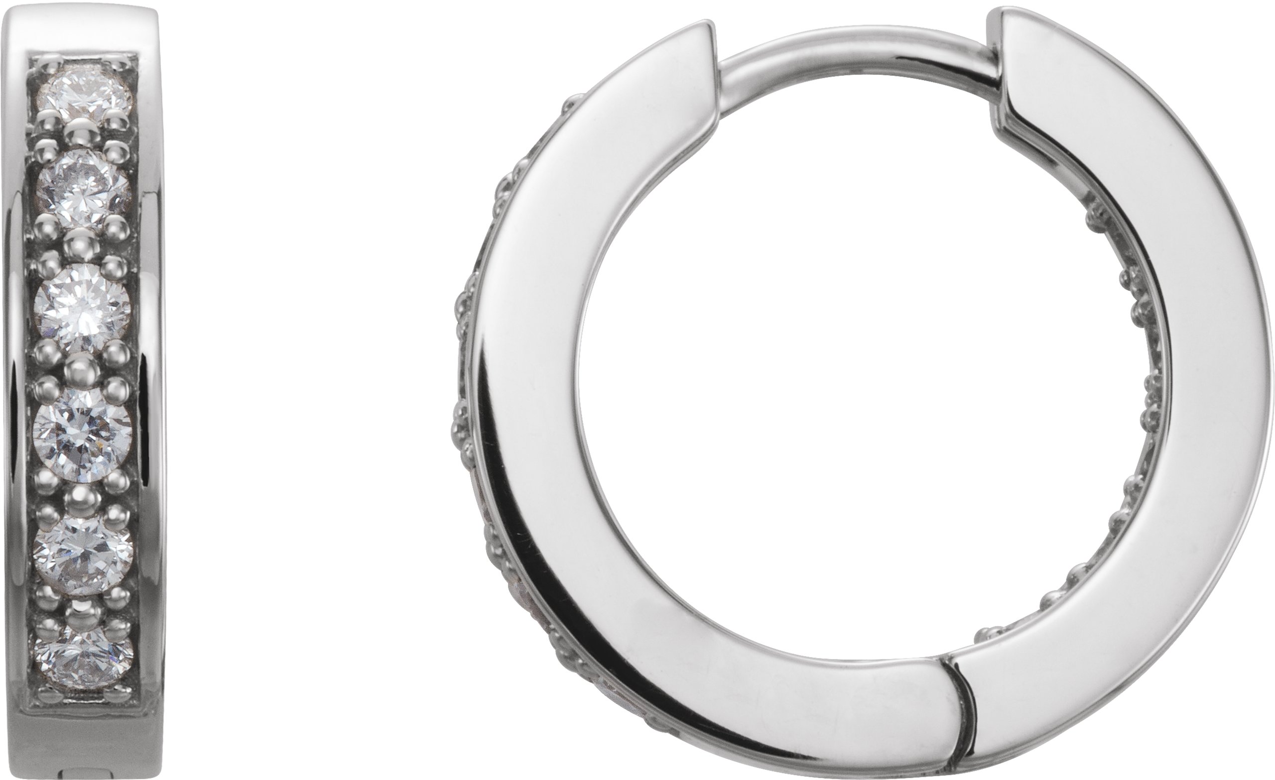 Sterling Silver 1/2 CTW Diamond Inside-Outside 15 mm Hoop Earrings