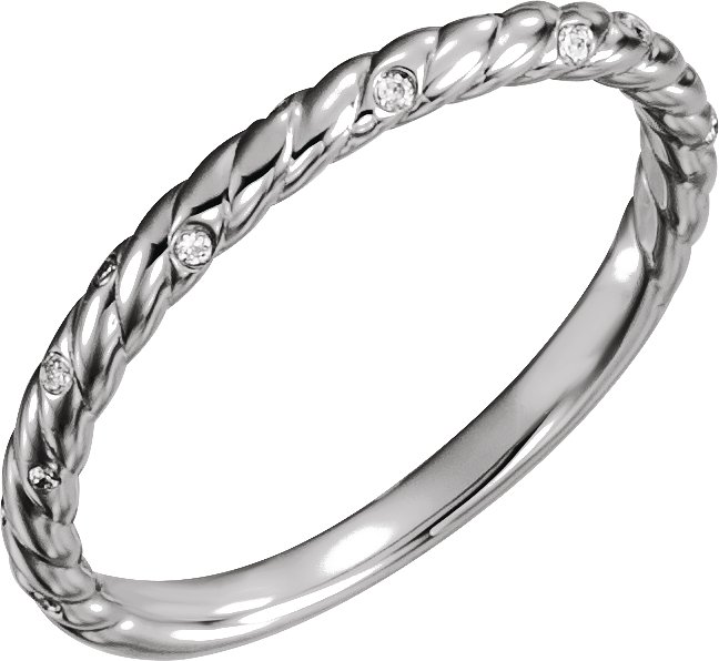 14K White .04 CTW Natural Diamond Rope Band