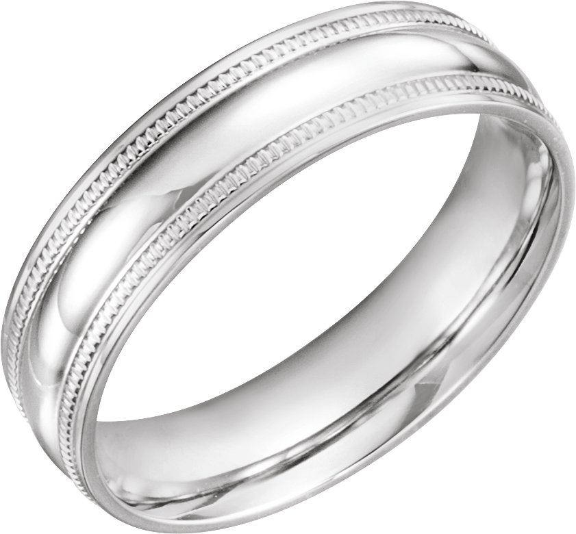 14K White 6 mm Coin Edge Design Band Size 11.5