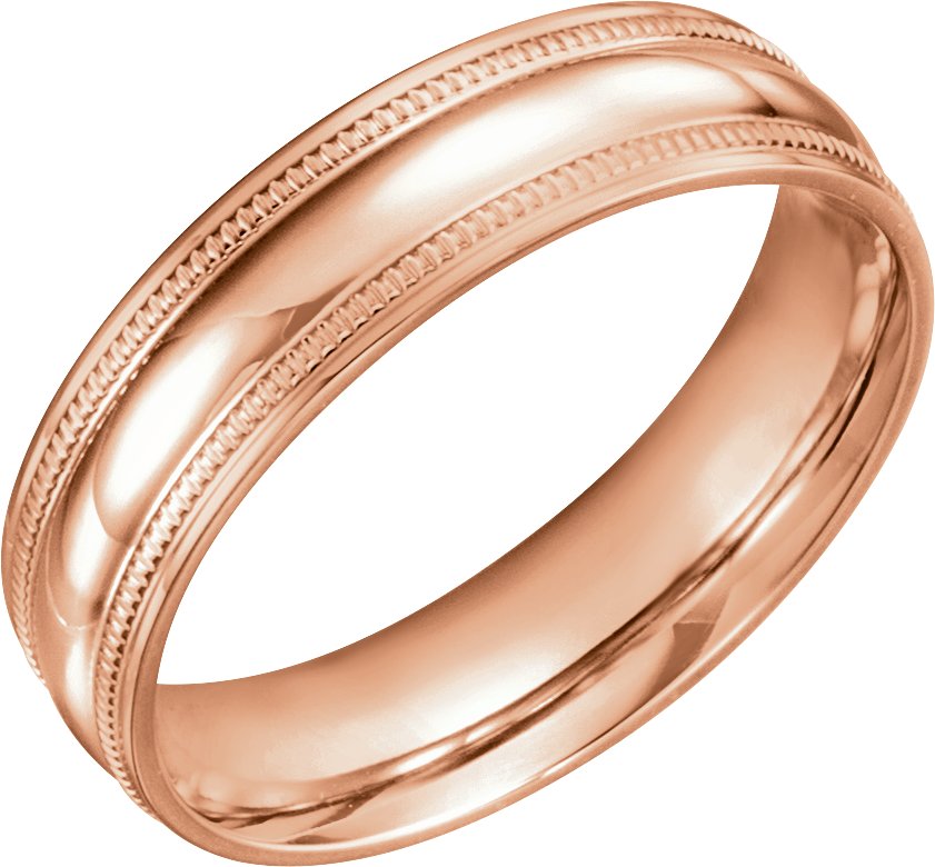 14K Rose 6 mm Coin Edge Design Band Size 8 Ref 17136871