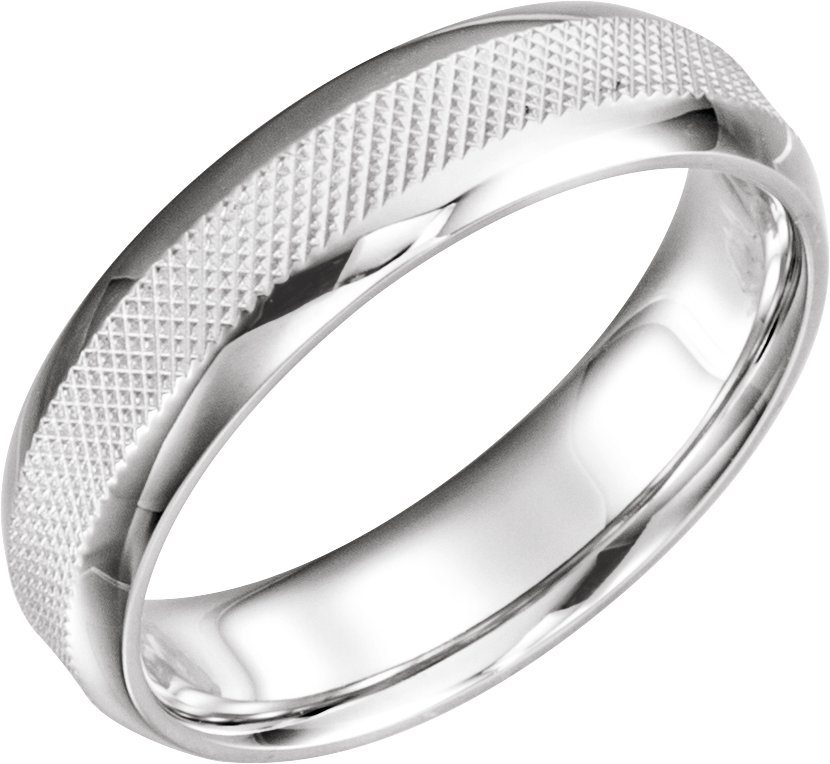 14K White 6 mm Knurl Design Band Size 11