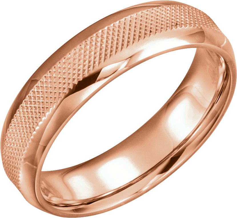 14K Rose 6 mm Knurl Design Band Size 10