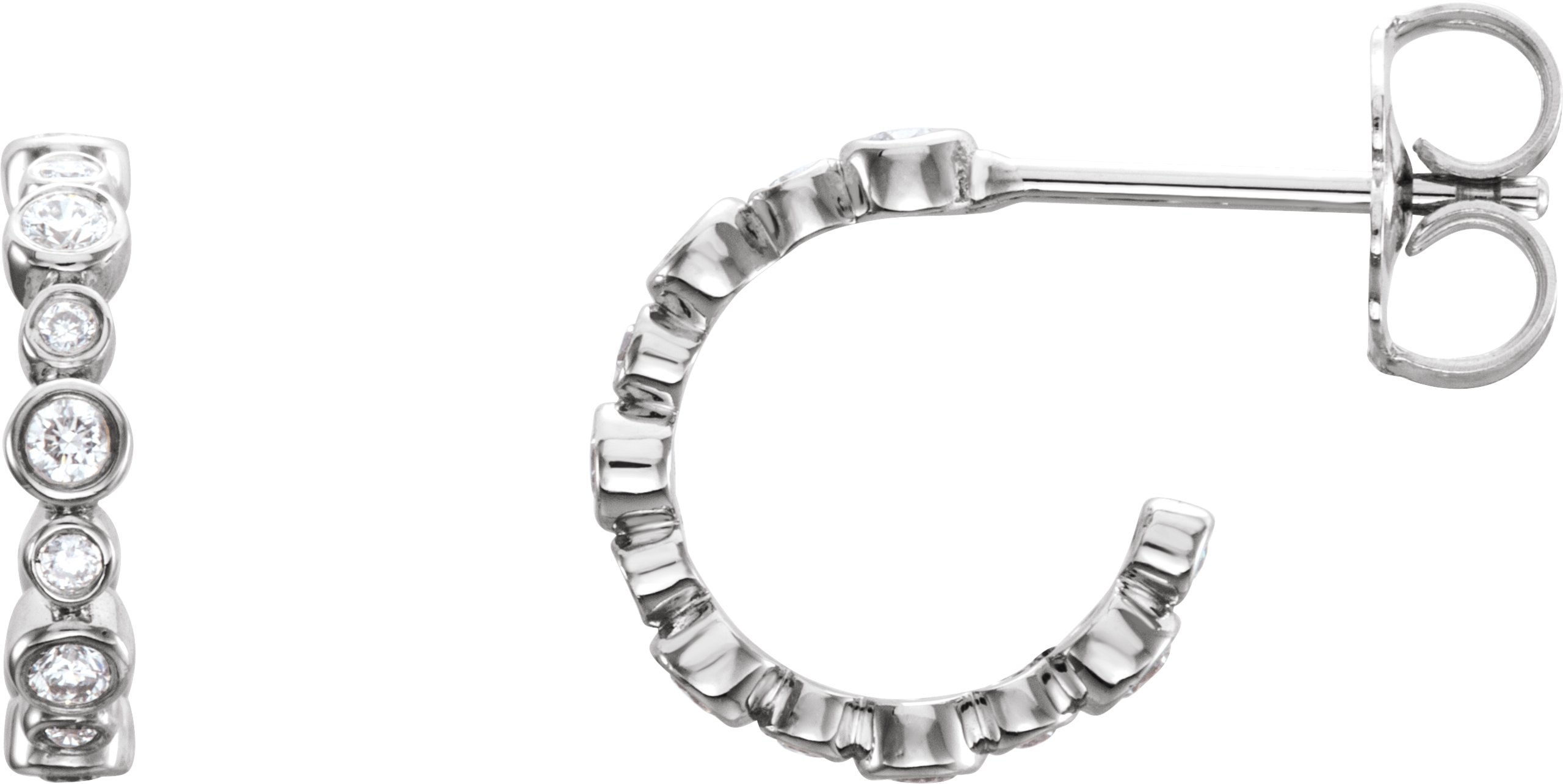 14K White 1/4 CTW Diamond Hoop Earrings