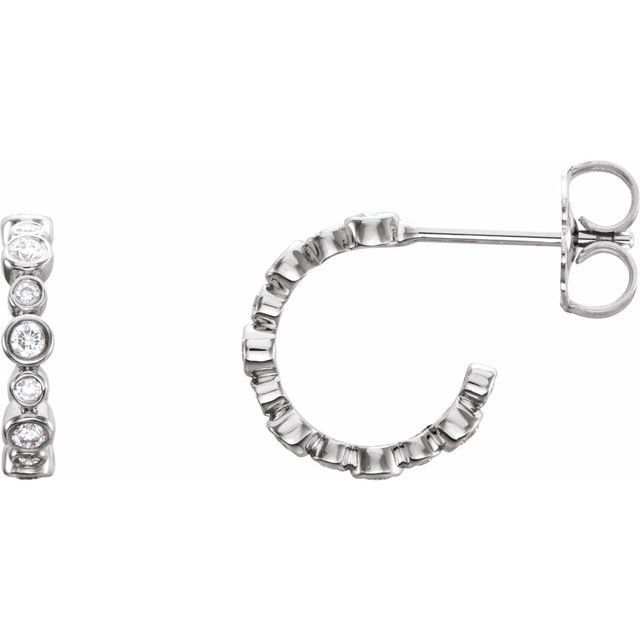 14K White 1/4 CTW Natural Diamond Hoop Earrings