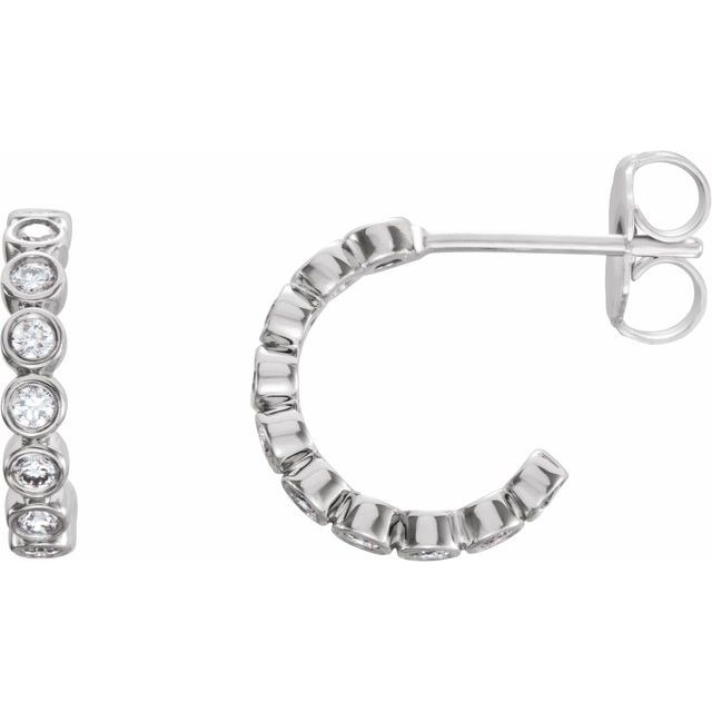 14K White 1/4 CTW Diamond Huggie Earrings