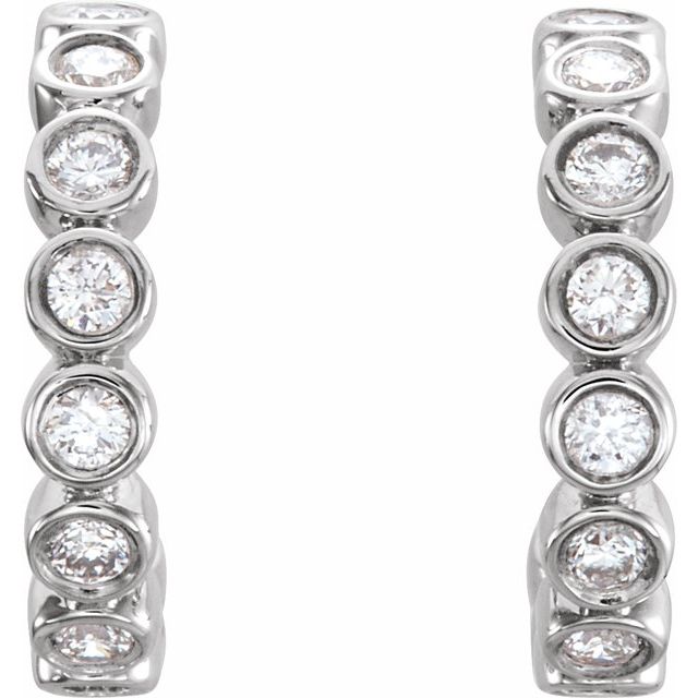 14K White 1/4 CTW Natural Diamond Huggie Earrings