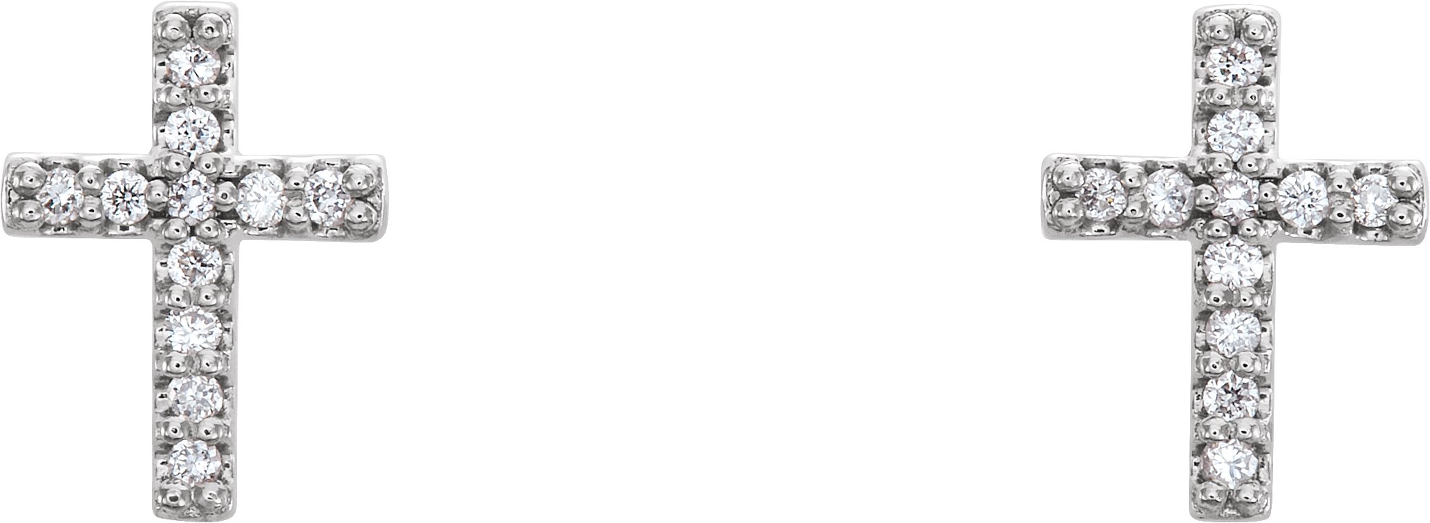 14K White .05 CTW Diamond Cross Earrings