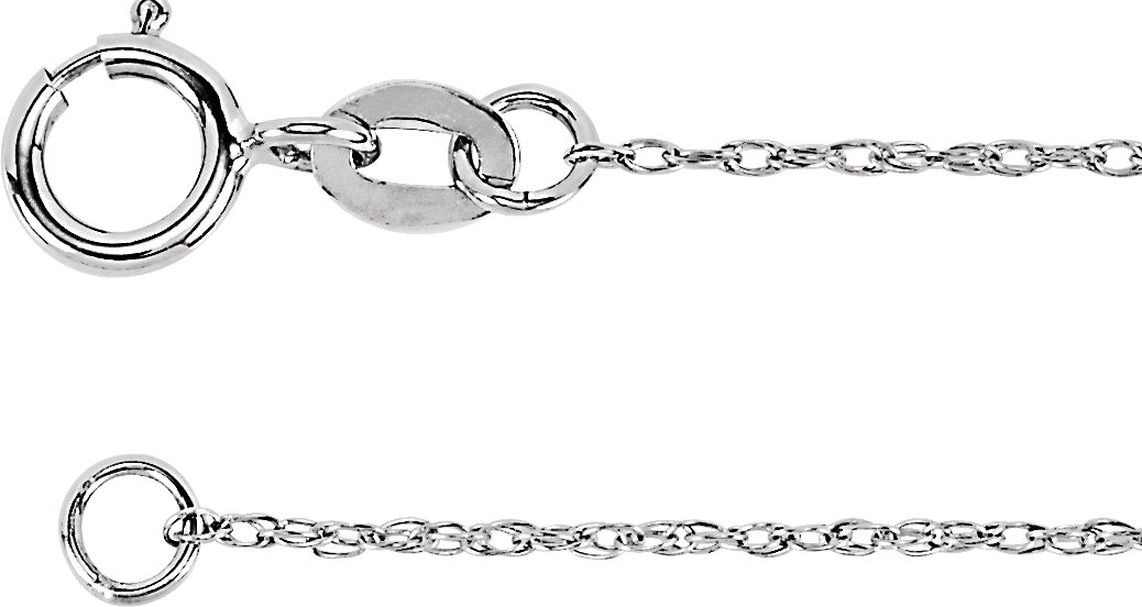 18K White 1 mm Rope 18" Chain