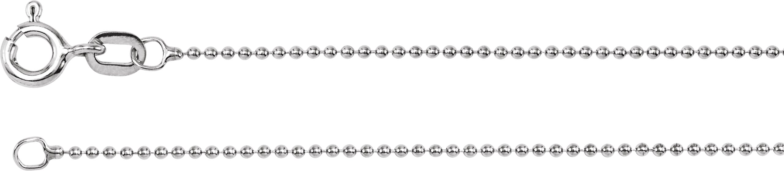 14K White 1 mm Solid Bead 24" Chain