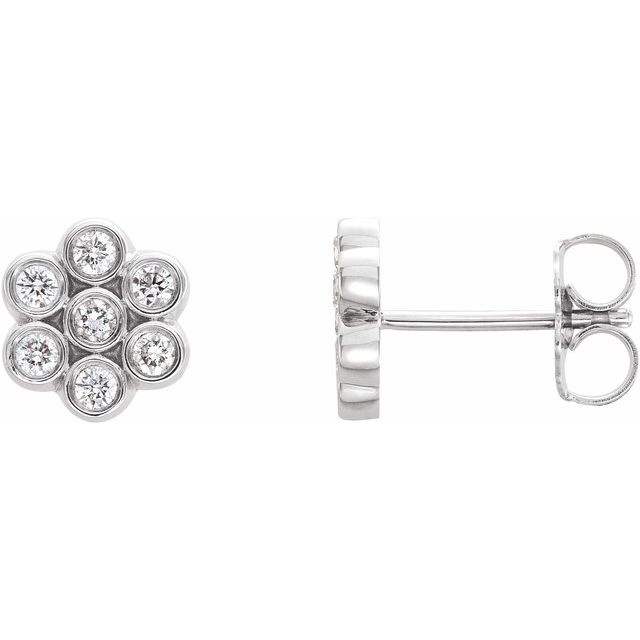 14K White 1/4 CTW Natural Diamond Cluster Earrings 