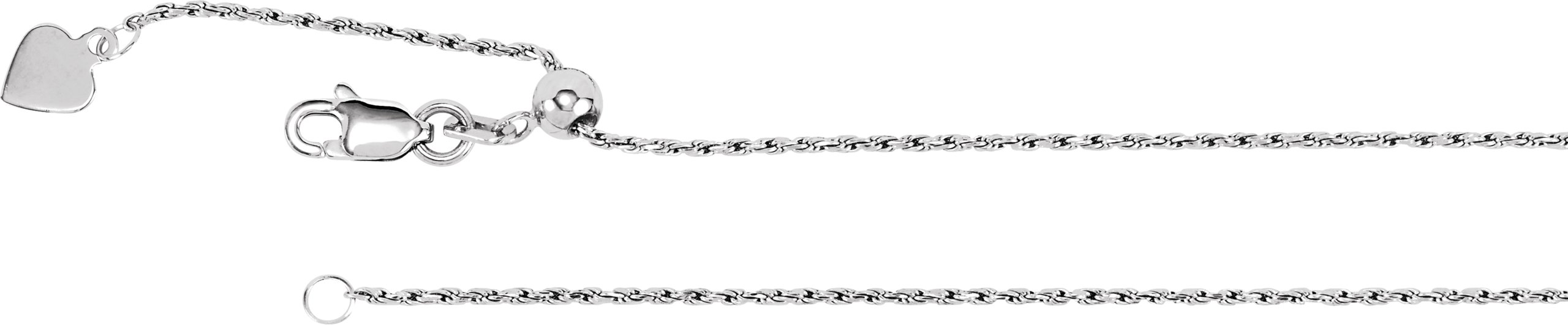 14K White 1 mm Adjustable Rope 22" Chain
