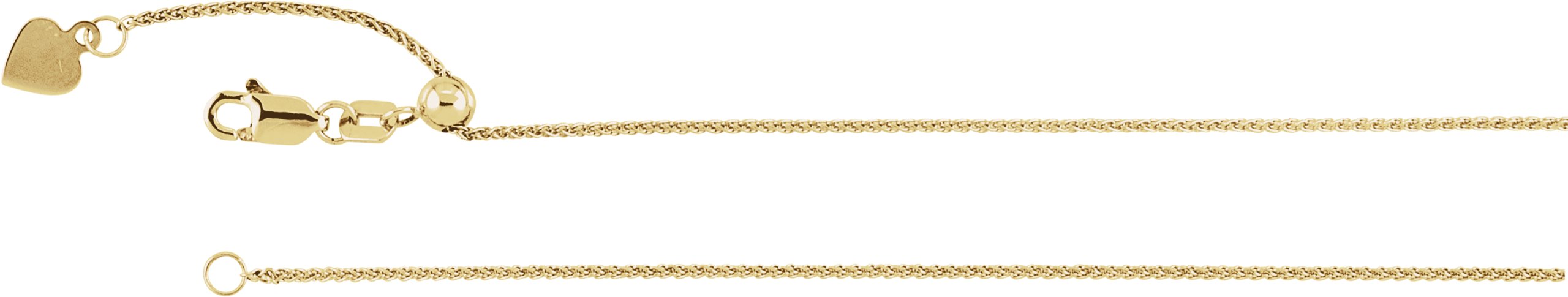 14K Yellow 1 mm Adjustable Wheat 22" Chain