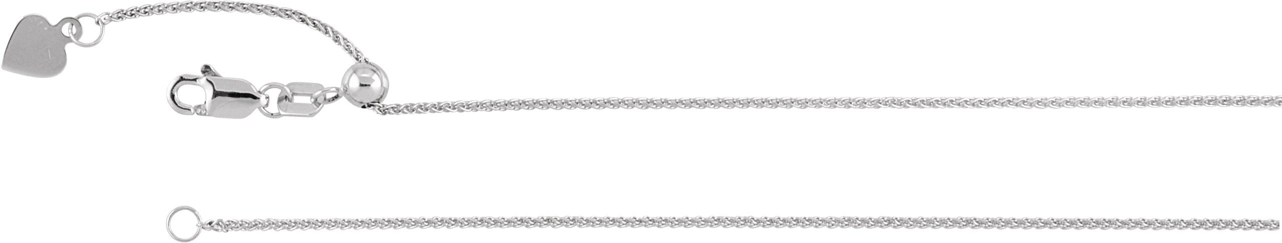 14K White 1 mm Adjustable Wheat 22" Chain