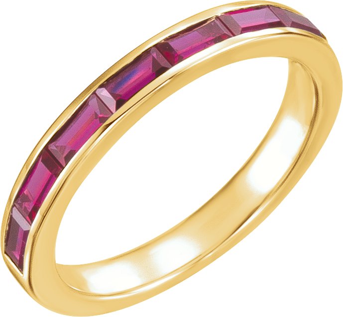 14K Yellow Chatham® Created Ruby Ring