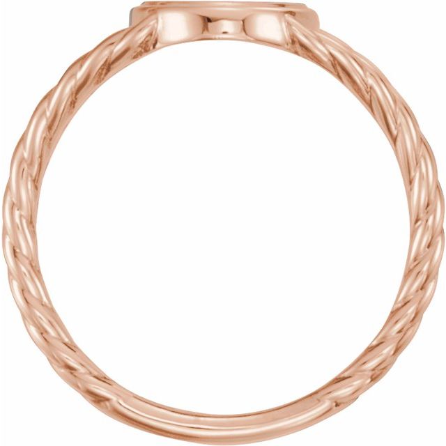 14K Rose 11x9 mm Oval Rope Signet Ring