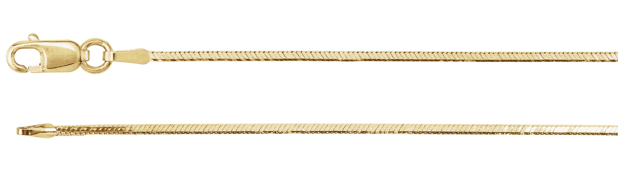 14K Yellow 1 mm Square Diamond-Cut Snake "7" Chain    