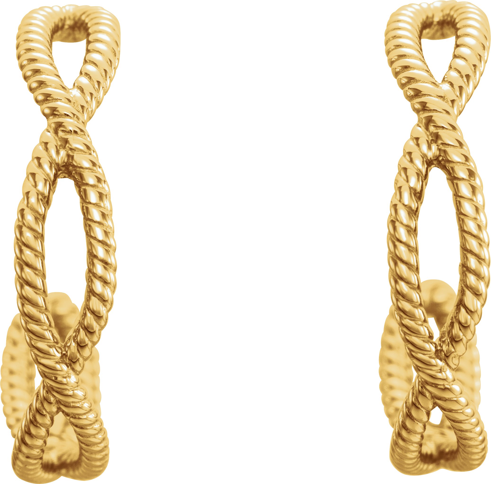 14K Yellow Rope 17 mm Hoop Earrings