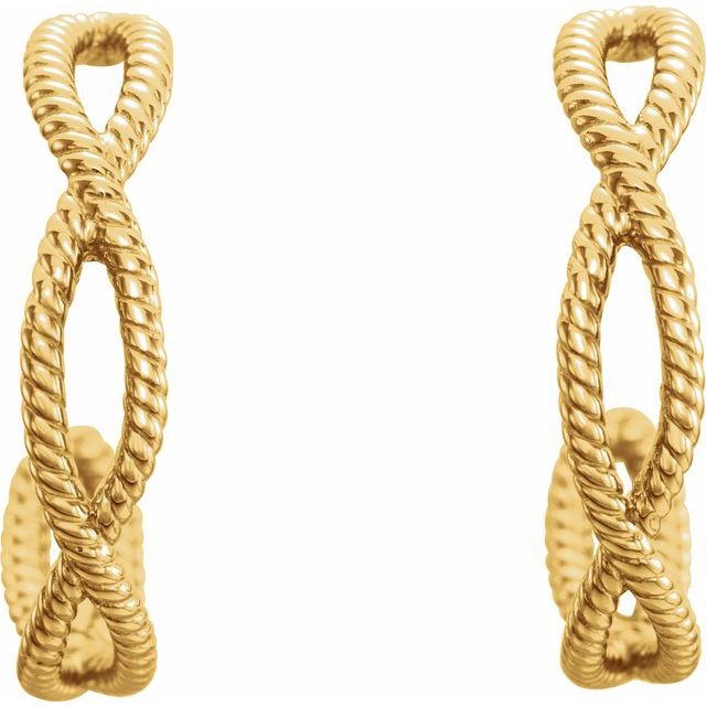 14K Yellow Rope 17 mm Hoop Earrings