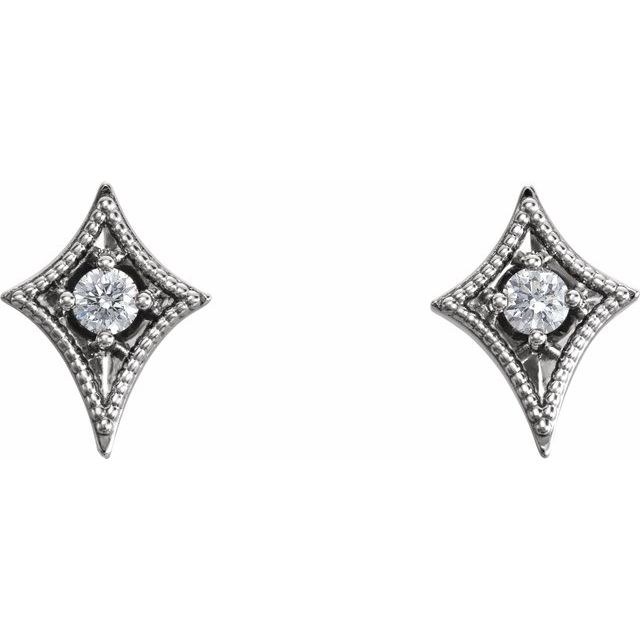 14K White 1/8 CTW Natural Diamond Geometric Earrings