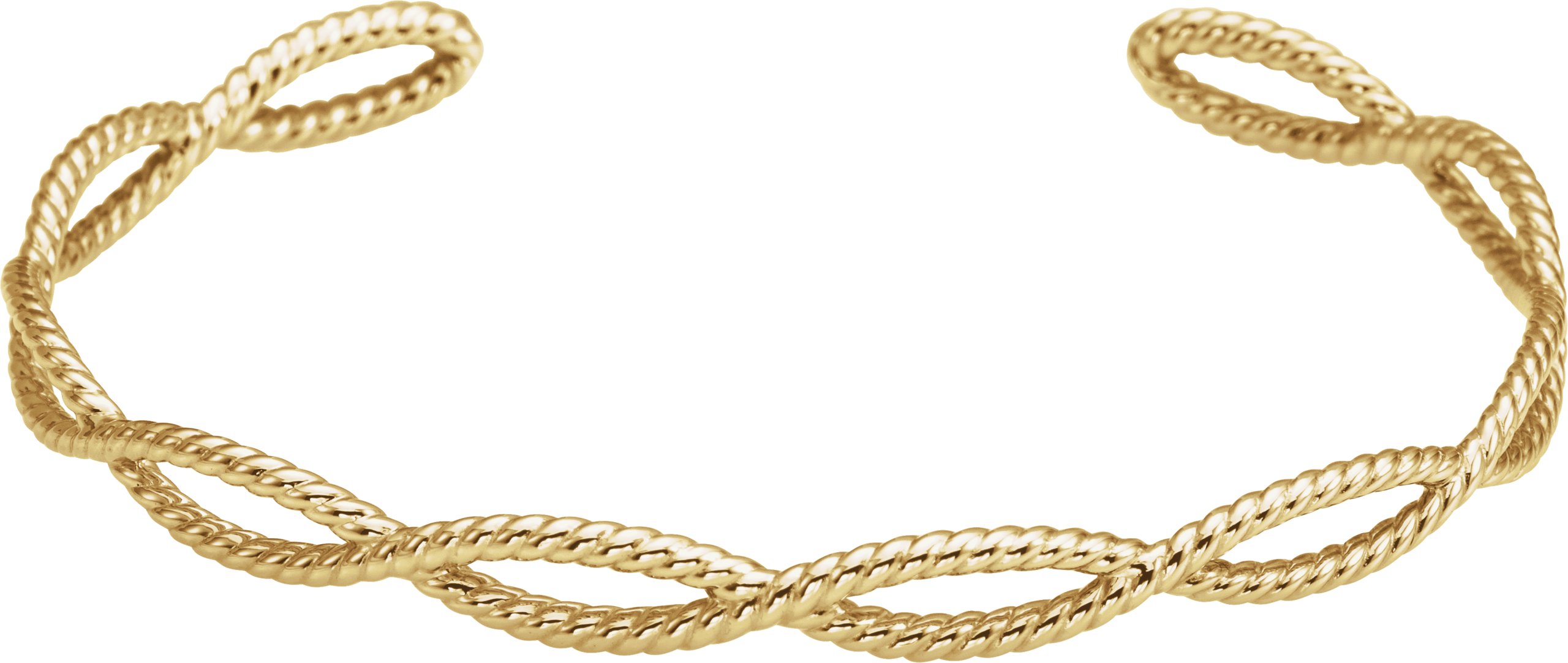 14K Yellow Rope Cuff 7" Bracelet