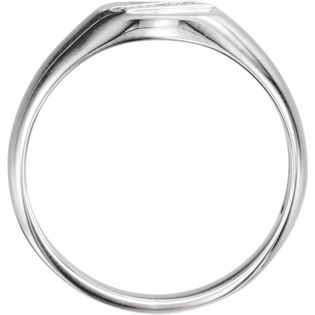 14K White .08 CTW Diamond 11x10 mm Oval Signet Ring