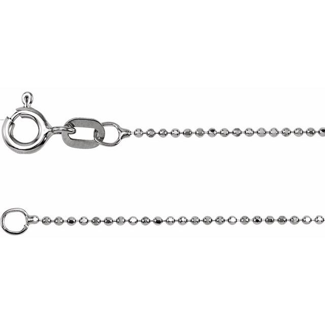 14K White 1 mm Diamond-Cut Bead Chain 7" Bracelet