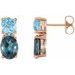 14K Rose Natural London Blue Topaz, Natural Swiss Blue Topaz & .03 CTW Natural Diamond Earrings