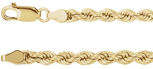 14K Yellow 4 mm Rope 18" Chain