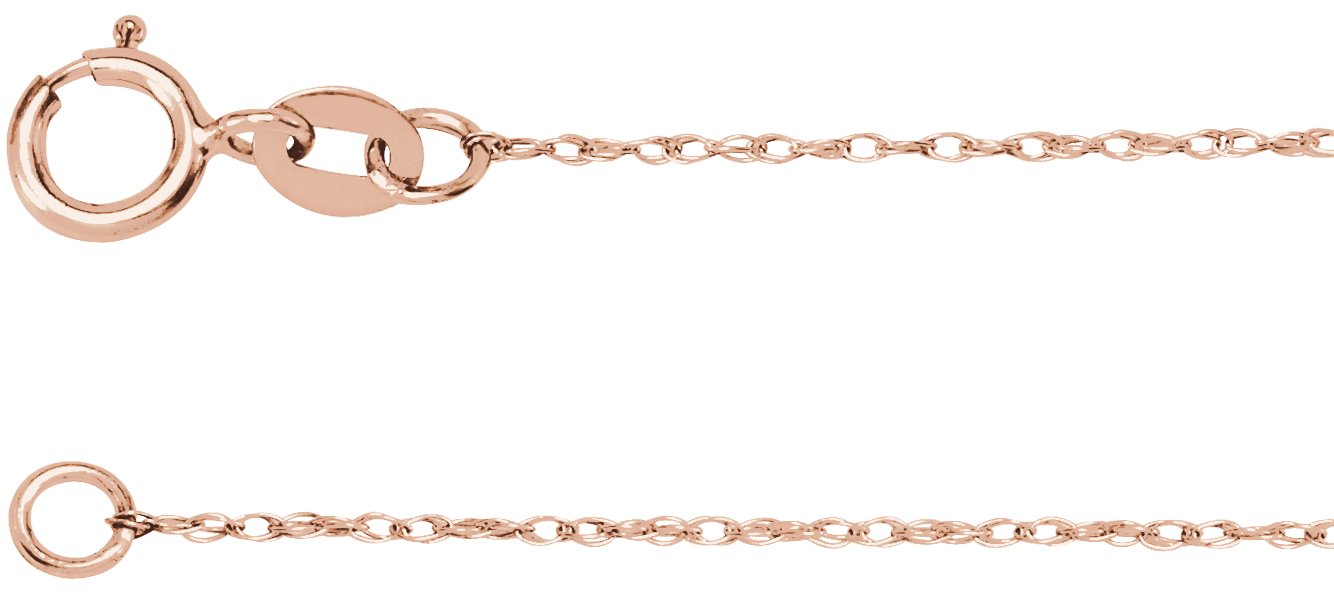 14K Rose .75 mm Rope 16" Chain