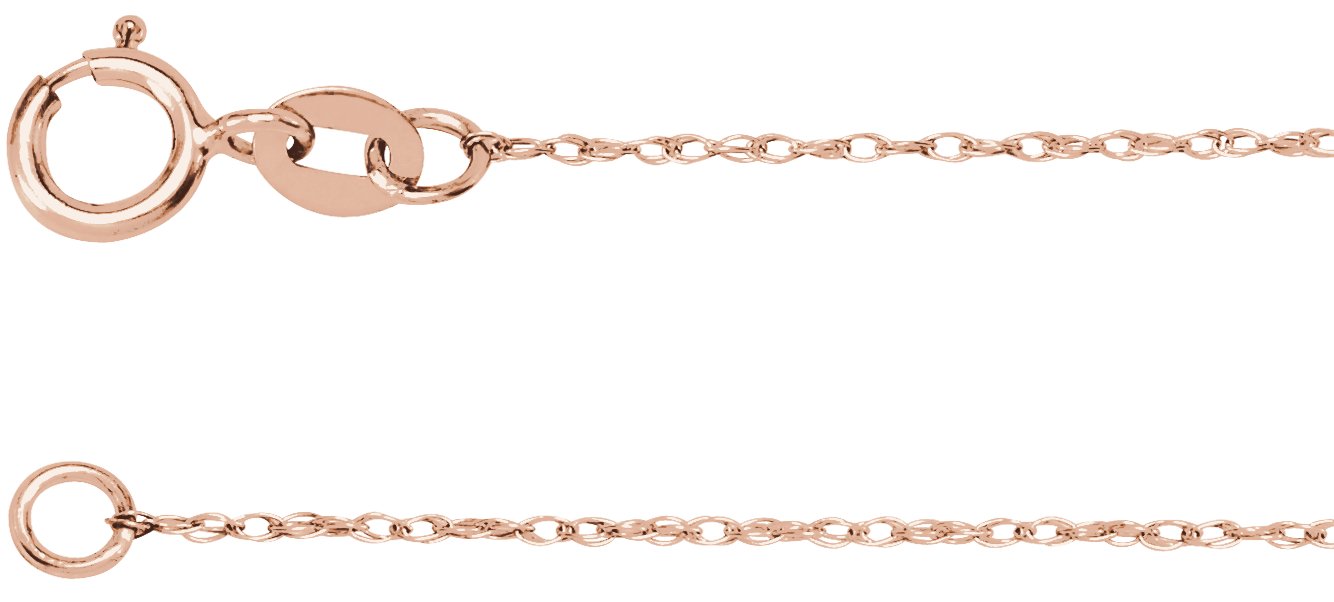 14K Rose .75 mm Rope 24" Chain