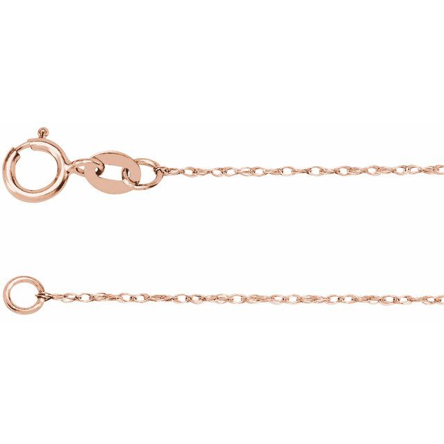 14K Rose .75 mm Solid Rope 20" Chain
