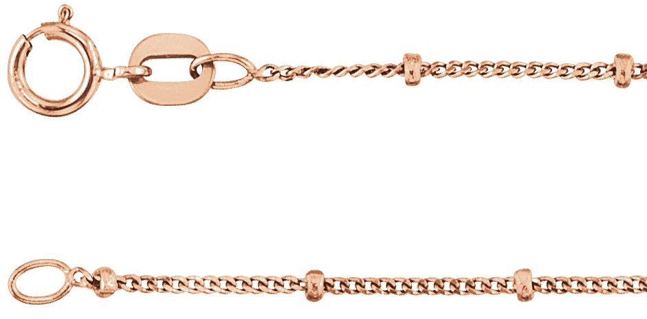 14K Rose 1.9 mm Beaded Curb 20" Chain