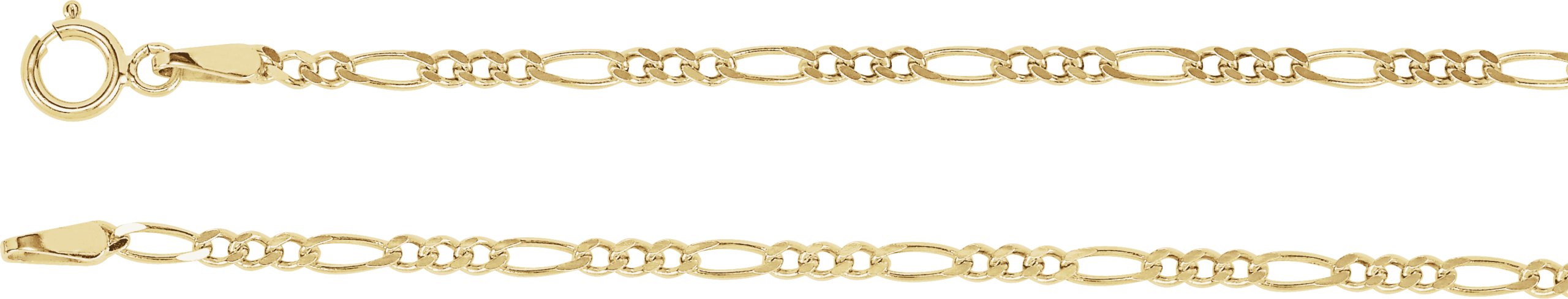 14K Yellow 2 mm Solid Figaro 20" Chain
