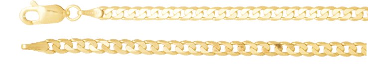 14K Yellow 3 mm Curb 20" Chain
