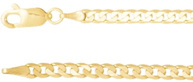 14K Yellow 3 mm Curb 24" Chain
