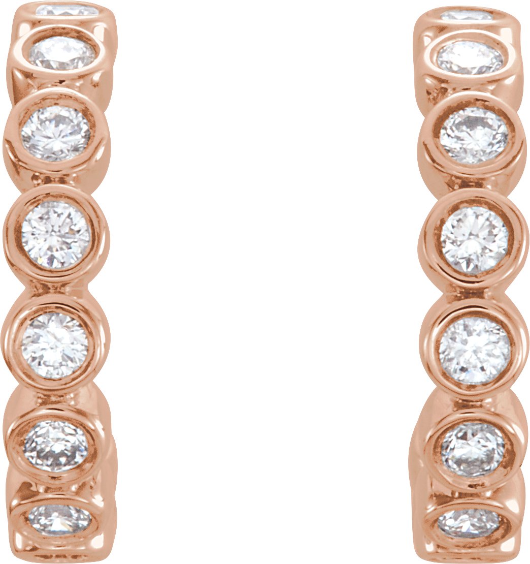 14K Rose 1/4 CTW Diamond Huggie Earrings