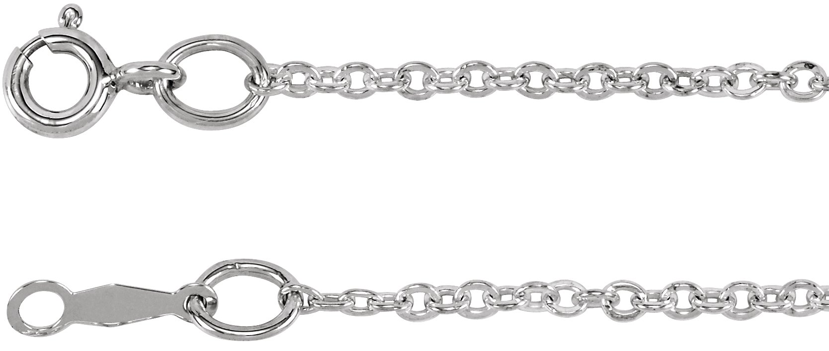 Sterling Silver 1.75 mm Cable 7" Chain 
