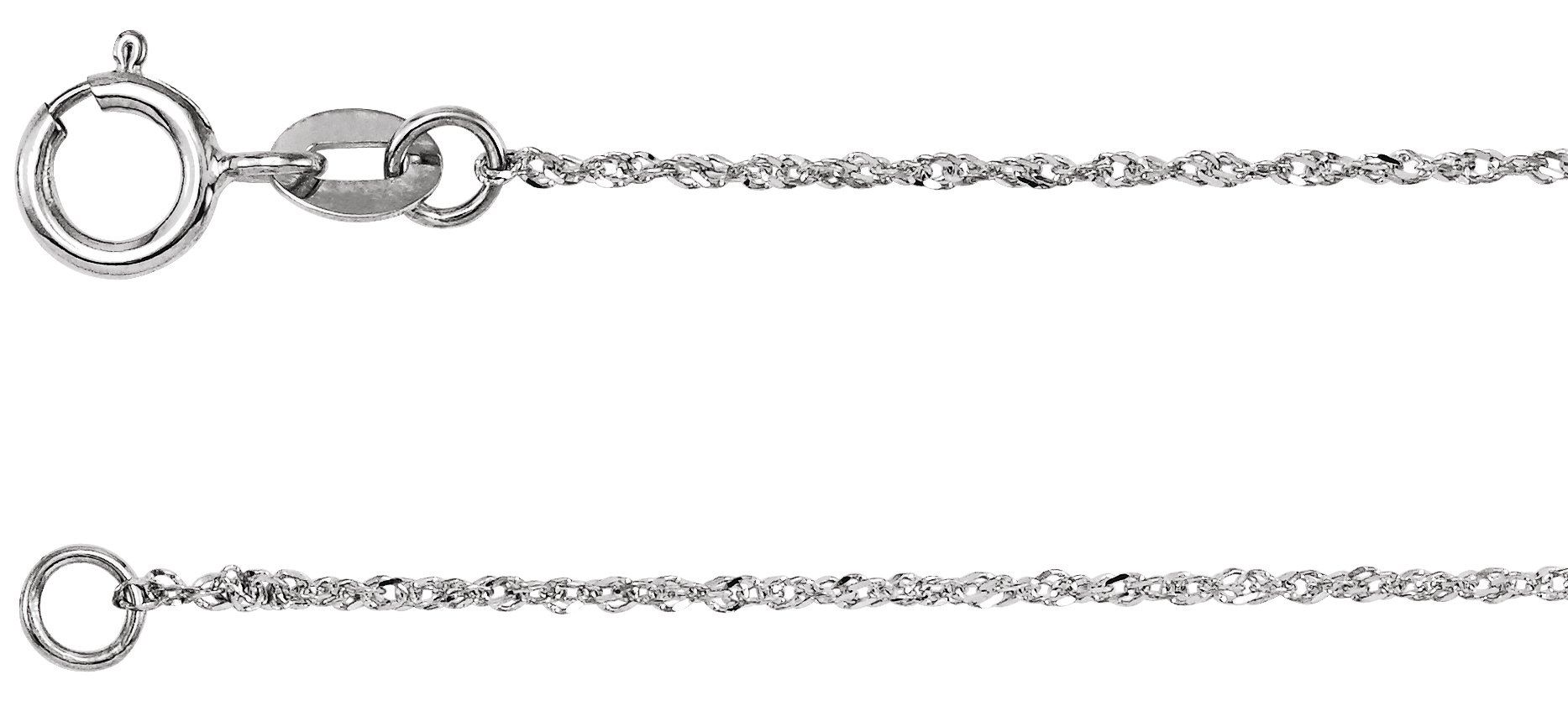 14K White .50 mm Diamond-Cut Singapore 16 Chain    