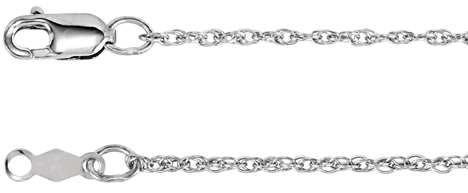 Sterling Silver 1.25 mm Rope 24" Chain