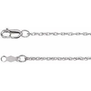 Rhodium-Plated Sterling Silver 1.25 mm Rope 20" Chain