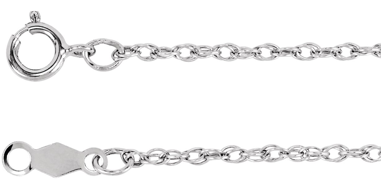 14K White 1.25 mm Rope 20" Chain