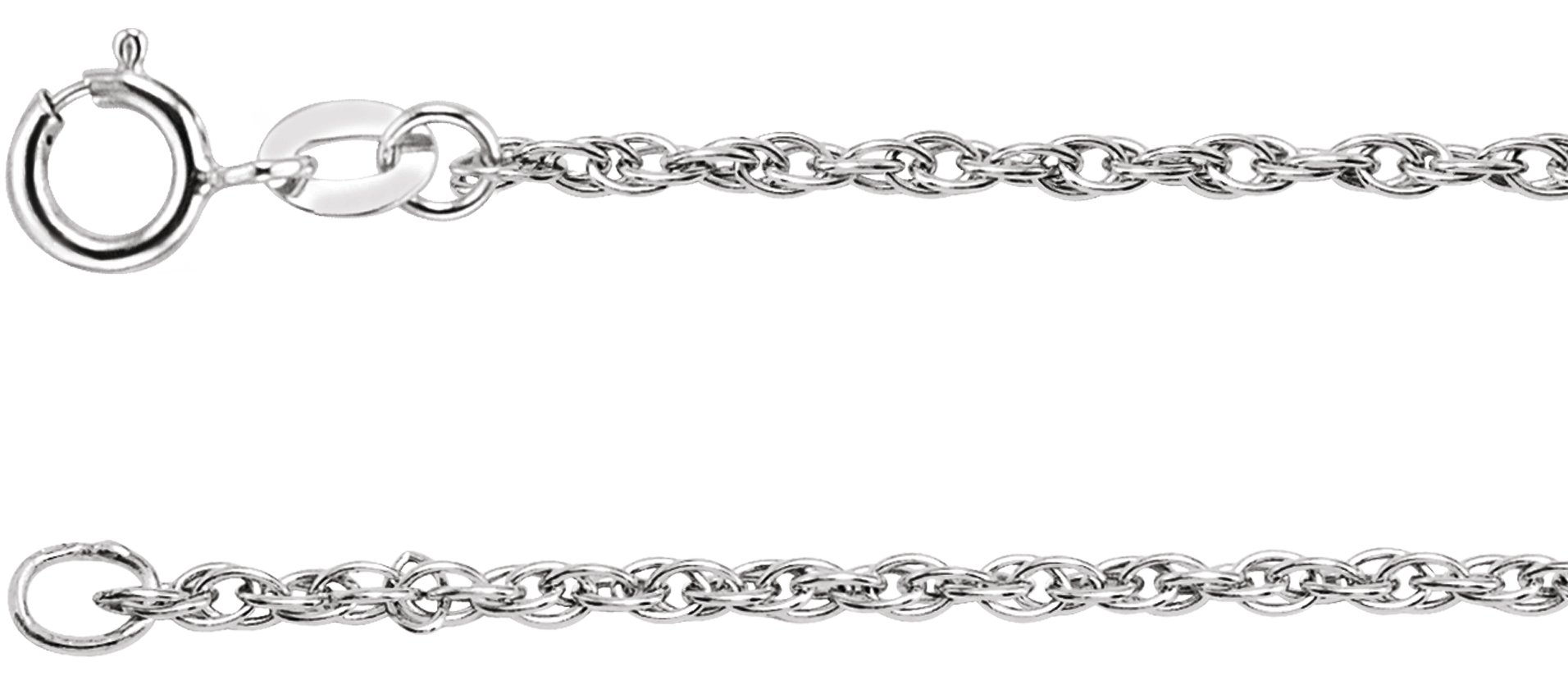 Sterling Silver 1.5 mm Rope 16" Chain
