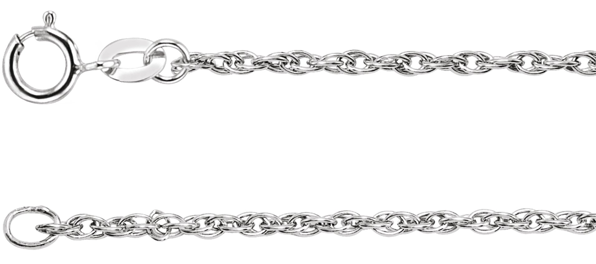 14K White 1.5 mm Rope 7" Chain
