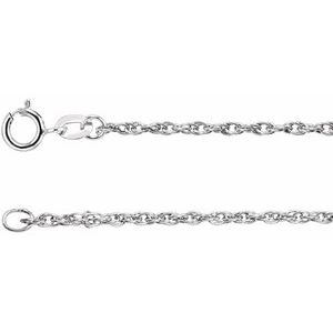 Rhodium-Plated Sterling Silver 1.5 mm Rope 24" Chain