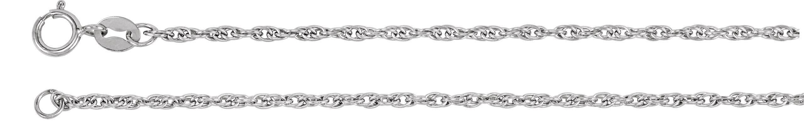 14K White 1.75 mm Rope 24" Chain