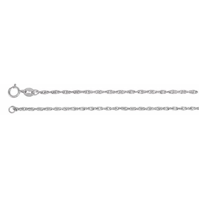 14K White 1.75 mm Solid Rope 18" Chain
