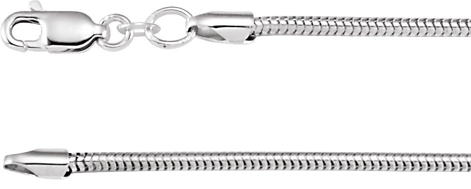 Sterling Silver 2 mm Round Snake 16" Chain