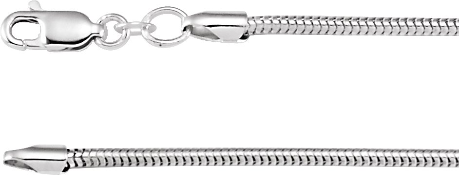 Sterling Silver 2 mm Round Snake 7" Chain