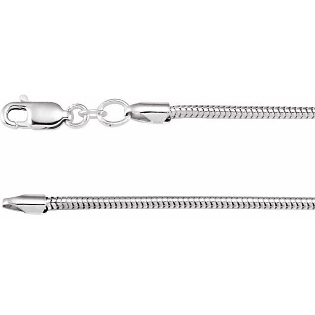 Sterling Silver 2 mm Round Snake 18 Chain