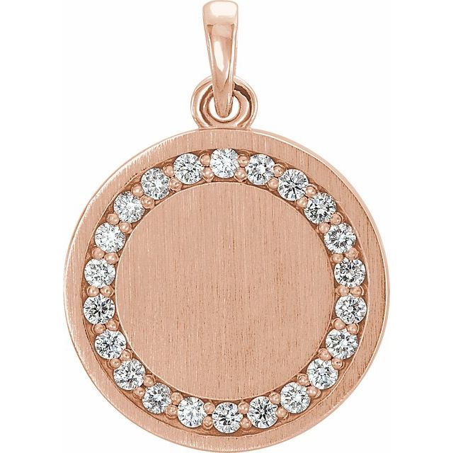 14K Rose 1/5 CTW Diamond Engravable 16-18 Necklace
